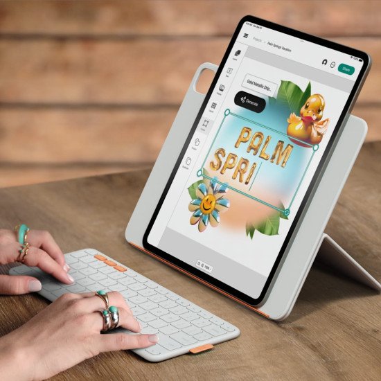 Logitech Flip Folio AZERTY Français Bluetooth Gris clair