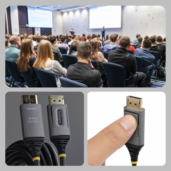 StarTech.com Câble Optique Actif Hybride (AOC) DisplayPort 1.4 de 30m, CMP Plenum, 8K 60Hz, 32,4 Gbps, Câble DisplayPort Actif