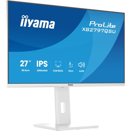 iiyama ProLite XB2797QSU-W1 écran PC 68,6 cm (27") 2560 x 1440 pixels Quad HD LED Blanc