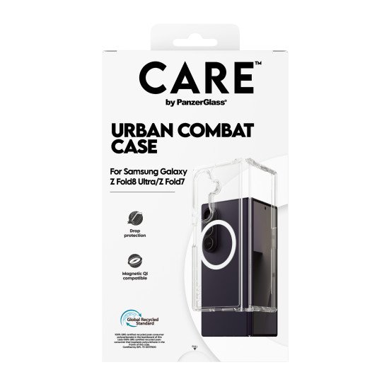 PanzerGlass CARE™ by ® Urban Combat Case Transparent w. White Qi Samsung Galaxy Fold8 Ultra | Fold7 coque de protection pour téléphones portables Housse