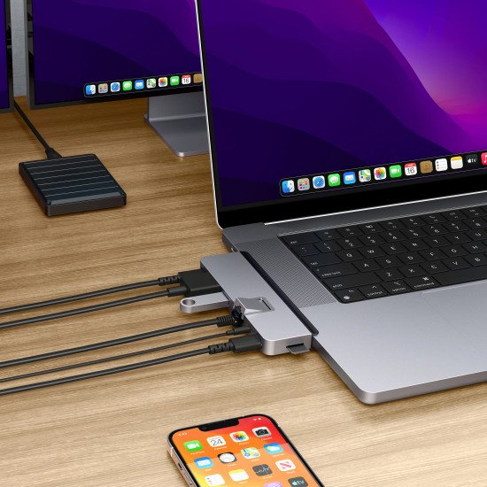 HYPER DUO PRO 7-in-2 USB-C Hub USB Type-C 104 Mbit/s Gris