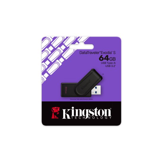 Kingston Technology DataTraveler 64GB Portable USB 3.2 Gen 1 Exodia S (Noir/Noir) Kingston Technology DataTraveler 64GB Portable USB 3.2 Gen 1 Exodia S (Noir/Noir)