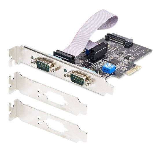 StarTech.com Carte Série PCI Express à 2 Ports - Adaptateur/Carte PCIe à 2 Ports vers RS232/RS422/RS485 (DB9), Support Bas-Profil Inclus, UART 16C1050, Windows/Linux, Conformité TAA - Protection ESD de niveau 4