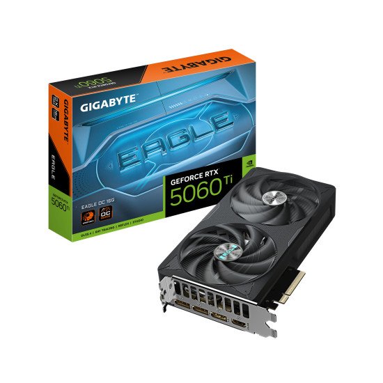 GIGABYTE GeForce RTX 5060 Ti EAGLE OC 16G Carte Graphique – 16 Go GDDR7, 128 bits, PCI-E 5.0, 2617 MHz Fréquence du processeur, 3 x DisplayPort, 1 x HDMI, GV-N506TEAGLE OC-16GD GIGABYTE GeForce RTX 5060 Ti EAGLE OC 16G Carte Graphique – 16 Go GDDR7, 128 bits, PCI-E 5.0, 2617 MHz Fréquence du processeur, 3 x DisplayPort, 1 x HDMI, GV-N506TEAGLE OC-16GD