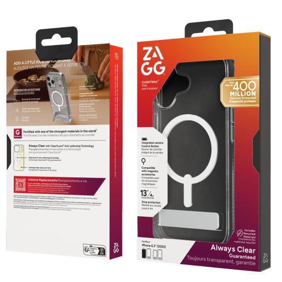 ZAGG Crystal Palace Snap Kickstand (Button Cover) coque de protection pour téléphones portables 16 cm (6.3") Housse Transparent ZAGG Crystal Palace Snap Kickstand (Button Cover) coque de protection pour téléphones portables 16 cm (6.3") Housse Transparent