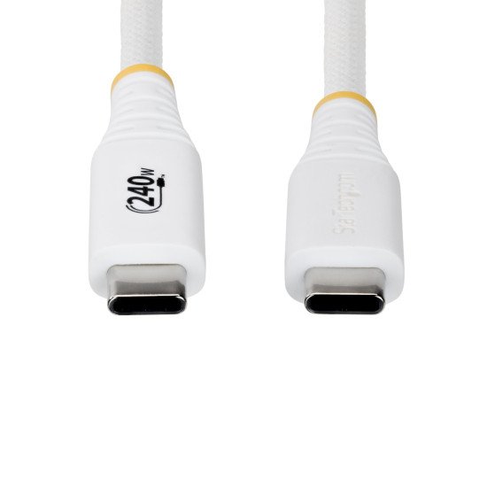 StarTech.com Câble de Recharge USB-C de 1m, Résistant et Ultra-Souple, PD EPR 240W (5A), Câble de Recharge USB 2.0 pour PC Portable, Certifié USB-IF, Câble de Recharge USB-C Robuste - Blanc