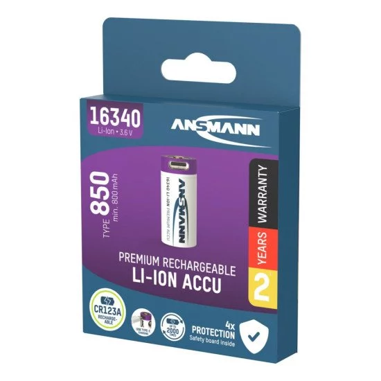 Ansmann 1300-0015 pile domestique Batterie rechargeable 16340 Lithium-Ion (Li-Ion) Ansmann 1300-0015 pile domestique Batterie rechargeable 16340 Lithium-Ion (Li-Ion)