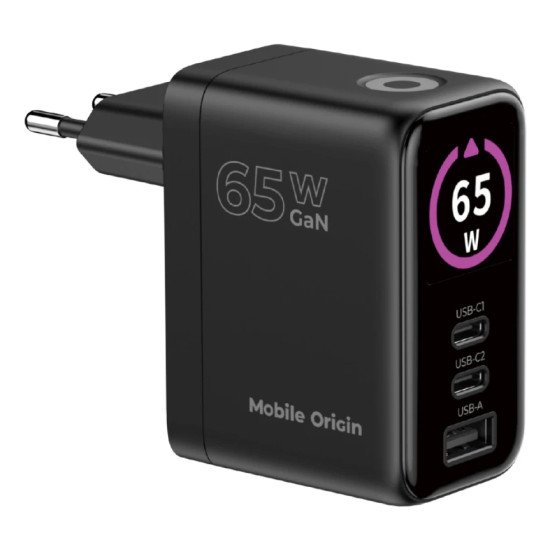 Mobile Origin MO-65WDCH-PW20 chargeur d'appareils mobiles Universel Noir Secteur Charge rapide Intérieure