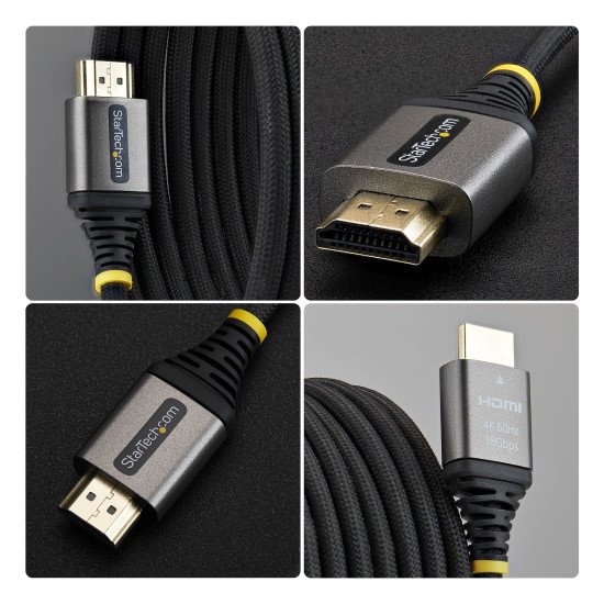 StarTech.com Câble HDMI Haute Vitesse Certifié Premium 3m (10ft), Ultra Flexible, 4K 60Hz/1440p 144Hz avec HDR10/ARC, 18Gbps, Cordon HDMI Tressé Haute Flexibilité
