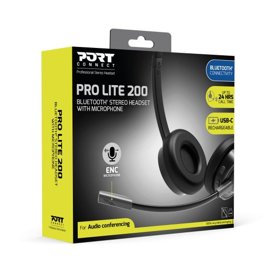 Port Designs PORT Connect Pro Lite 200 Casque Avec fil &sans fil Arceau Appels/Musique USB Type-C Bluetooth Noir