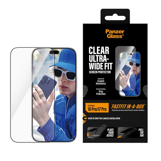 PanzerGlass ® Screen Protector iPhone 2026 Pro | 17 Pro | Ultra-Wide Fit w. FASTFIT IN-A-BOX Protection d'écran transparent 1 pièce(s)