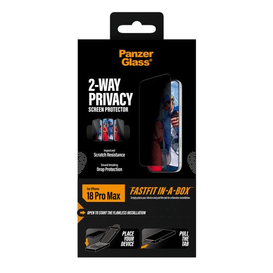 PanzerGlass ® 2-Way Privacy Screen Protector iPhone 2026 Pro Max | Ultra-Wide Fit w. FASTFIT IN-A-BOX Protection d'écran transparent 1 pièce(s)