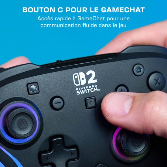 Turtle Beach Afterglow Wave Noir Manette de gaming RGB sans fil Sous licence officielle pour Nintendo Switch 2