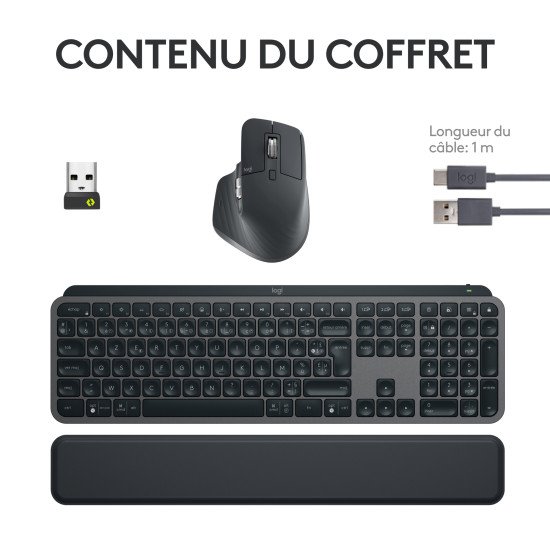 Logitech MX Keys S Combo clavier Souris incluse RF sans fil + Bluetooth AZERTY Belge Graphite