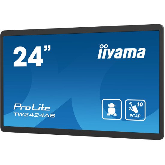 iiyama TW2424AS-B1 affichage de messages Panneau plat de signalisation numérique 60,5 cm (23.8") Wifi 250 cd/m² 4K Ultra HD Noir Écran tactile Intégré dans le processeur Android 24/7