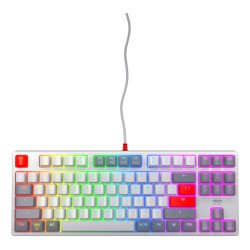 CHERRY K4V2 TKL clavier Gaming USB QWERTY Anglais américain Gris, Gris clair, Rouge