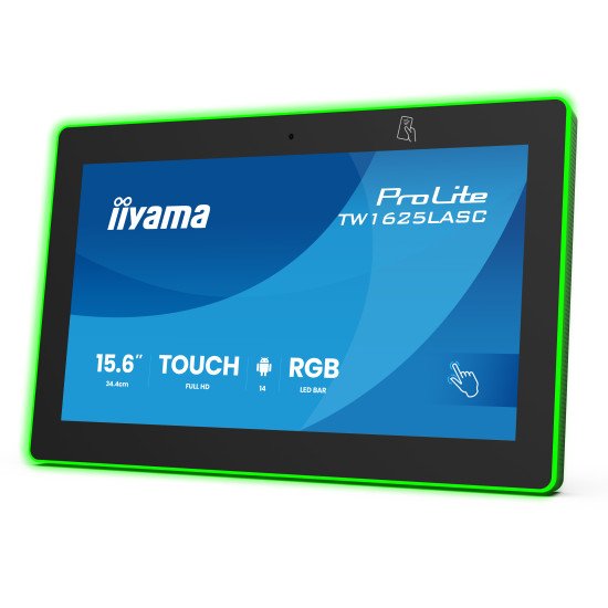 iiyama TW1625LASC-B3PNR Écran d'affichage dynamique Écran plat interactif 39,6 cm (15.6") LED Wifi 450 cd/m² Full HD Noir Écran tactile Intégré dans le processeur Android 24/7
