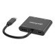 Manhattan Adaptateur USB-C vers double HDMI + USB-A, double 4K@30Hz ou 4K@60Hz (un écran), PD 100 W, 480 Mbit/s (USB 2.0), câble 15 cm, noir, garantie 3 ans