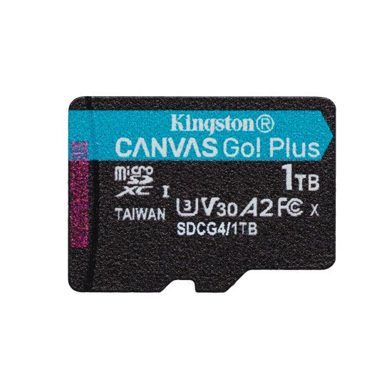Kingston Technology Carte microSDXC Canvas Go Plus Gen4 200 Mo/s A2 U3 V30 1 To + adaptateur