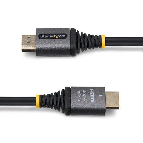 StarTech.com Câble HDMI Haute Vitesse Certifié Premium de 1,5m, 4K 60Hz/1440p 144Hz, Câble HDMI 2.0 avec HDR10/ARC, 18 Gbps, Câble HDMI 4K pour Moniteur/Téléviseur/Écran, Gaine TPE Haute Flexibilité