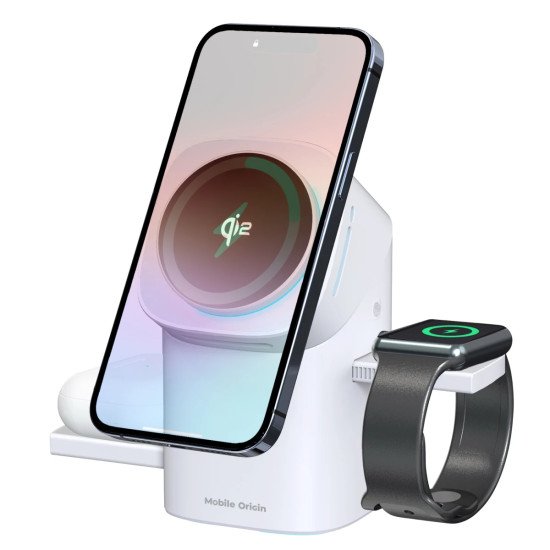 Mobile Origin WCHS-PW11-WHT chargeur d'appareils mobiles Smartphone, Smartwatch, Casques Blanc USB Recharge sans fil Charge rapide Intérieure
