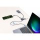 Manhattan Dock/hub combo USB-C & USB-A, 4 ports : 2x USB-A + 2x USB-C, 5 Gbit/s (USB 3.0), forme inclinée pour accès facile, Alimenté par USB (aucune alimentation externe requise)