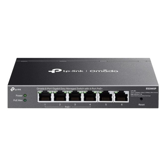 TP-Link Omada ES206GP commutateur réseau Géré Gigabit Ethernet (10/100/1000) Connexion Ethernet POE Noir