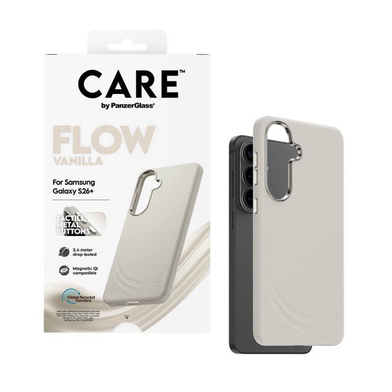 PanzerGlass CARE™ by ® Flow Case Vanilla w. Qi Samsung Galaxy S26+ coque de protection pour téléphones portables Housse Beige