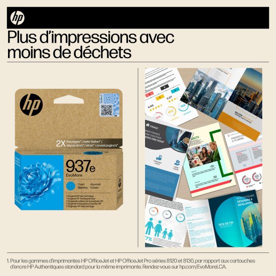HP 937e Cartouche d'encre authentique Cyan EvoMore HP 937e Cartouche d'encre authentique Cyan EvoMore