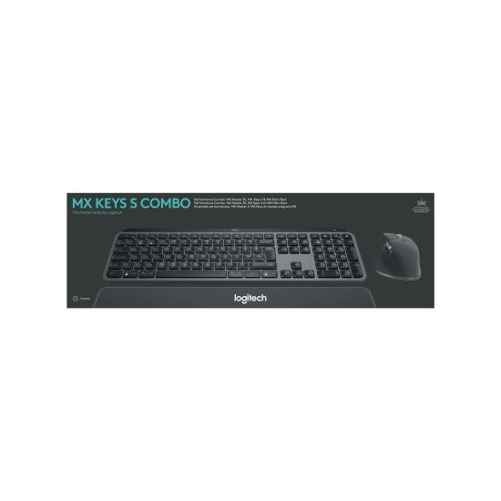 Logitech MX Keys S Combo clavier Souris incluse RF sans fil + Bluetooth AZERTY Belge Graphite