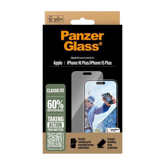 PanzerGlass ® Screen Protector iPhone 16 Plus | 15 Plus | Classic Fit Protection d'écran transparent Apple 1 pièce(s)