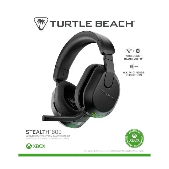 Turtle Beach Casque gaming amplifié multiplateforme sans fil Stealth 600 pour Xbox Series X|S, Xbox One, PC, Nintendo Switch et mobile - Bluetooth, 80 heures de batterie et microphone antibruit – Noir Turtle Beach Casque gaming amplifié multiplateforme sans fil Stealth 600 pour Xbox Series X|S, Xbox One, PC, Nintendo Switch et mobile - Bluetooth, 80 heures de batterie et microphone antibruit – Noir