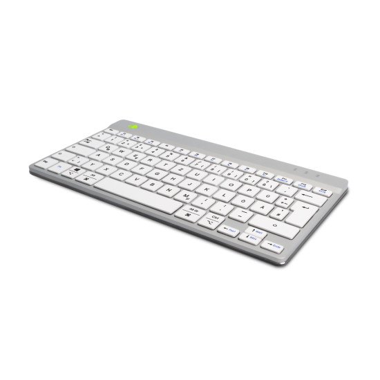 R-Go Tools Clavier ergonomique R-Go Compact Break, clavier compact avec logiciel de pause,QWERTZ (DE), Bluetooth, blanc