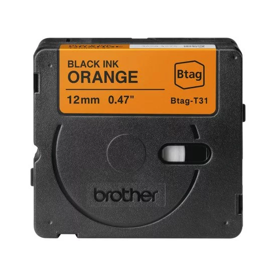 Brother BTAG-T31 – Ruban adhésif noir sur orange, 12 mm de large, non laminé Brother BTAG-T31 – Ruban adhésif noir sur orange, 12 mm de large, non laminé