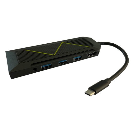 LC-Power LC-HUB-C-MULTI-6-RGB hub & concentrateur USB 3.2 Gen 2 (3.1 Gen 2) Type-C 5000 Mbit/s Noir