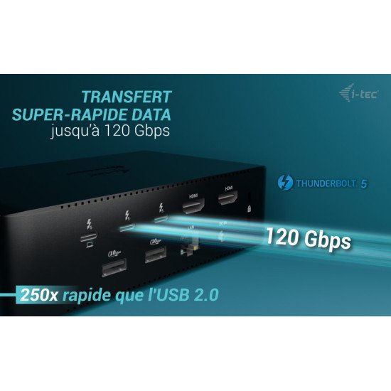 i-tec Thunderbolt5 Quattro Display Docking Station, 5x USB, 2.5 GLAN + Power Delivery 140W i-tec Thunderbolt5 Quattro Display Docking Station, 5x USB, 2.5 GLAN + Power Delivery 140W