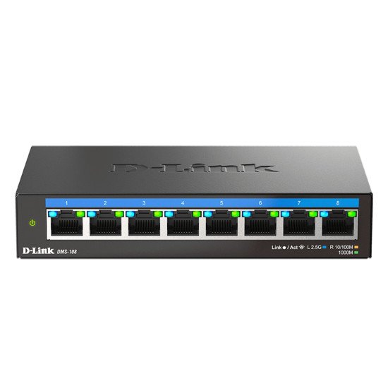 D-Link DMS-108 Non-géré 2.5G Ethernet (100/1000/2500) Noir