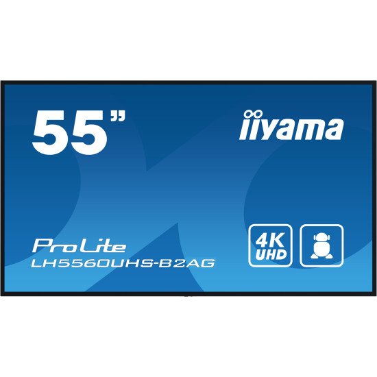 iiyama LH5560UHS-B2AG Écran d'affichage dynamique Carte A numérique 139,7 cm (55") LED Wifi 500 cd/m² 4K Ultra HD Noir Intégré dans le processeur Android 11 24/7 iiyama LH5560UHS-B2AG Écran d'affichage dynamique Carte A numérique 139,7 cm (55") LED Wifi 500 cd/m² 4K Ultra HD Noir Intégré dans le processeur Android 11 24/7