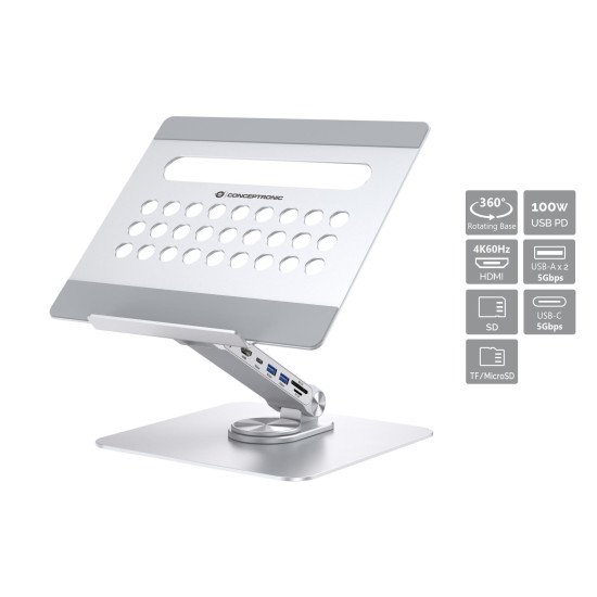 Conceptronic DONN27G Support de livres Supports de Laptop Argent