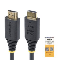 StarTech.com Câble HDMI Haut Débit de 1,5m Certifié Premium, 4K 60Hz/1440p 144Hz, HDR10/HDCP 2.2/ARC, 18Gbps, Cordon HDMI 2.0 UHD pour TV/Moniteur/Affichage, Gaine TPE StarTech.com Câble HDMI Haut Débit de 1,5m Certifié Premium, 4K 60Hz/1440p 144Hz, HDR10/HDCP 2.2/ARC, 18Gbps, Cordon HDMI 2.0 UHD pour TV/Moniteur/Affichage, Gaine TPE