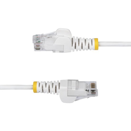 StarTech.com Câble Ethernet CAT6 Blanc Fin de 2m, Sans Accroc, 100W PoE, UTP, LSZH, Fil de Cuivre Pur 28AWG, Cordon Patch Réseau RJ45 avec Serre-Câble, Contrôlé Fluke