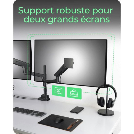 ICY BOX IB-MS702-T support d'écran plat pour bureau 144,8 cm (57") Noir