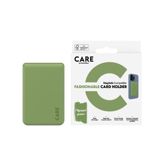 PanzerGlass CARE by ® Fashionable Card Holder Green iPhone coque de protection pour téléphones portables Housse Transparent