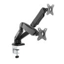 Manhattan Support de bureau double pour TV/moniteurs (bras à ressort à Bras articulé), écrans 10" à 27", fixation à l'arrière par pince ou passe-câble, Compatibilité VESA : 75x75 et 100x100 mm (vérifiez les dimensions des quatre trous de fixatio