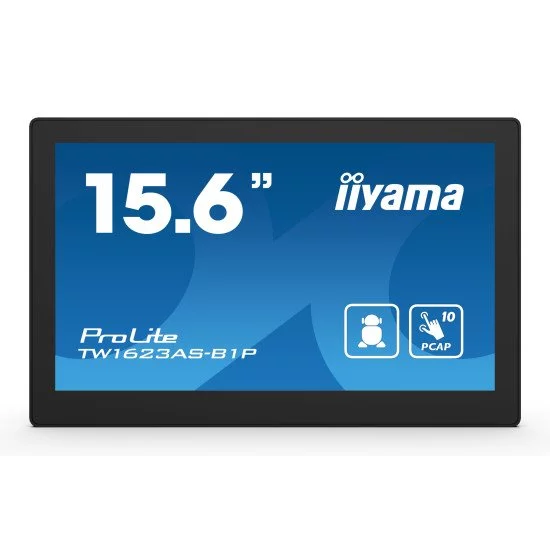 iiyama TW1623AS-B1P affichage de messages Écran plat interactif 39,6 cm (15.6") Wifi 450 cd/m² Double Full HD Noir Écran tactile Intégré dans le processeur Android 24/7 iiyama TW1623AS-B1P affichage de messages Écran plat interactif 39,6 cm (15.6") Wifi 450 cd/m² Double Full HD Noir Écran tactile Intégré dans le processeur Android 24/7