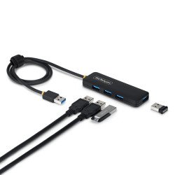 StarTech.com Hub USB-A à 4 Ports, 5 Gbps, Alimenté par Bus, Mini-Hub USB-A vers 4x USB-A, Câble Hôte Extra Long de 61 cm, Plastique PCR, Hub USB Portable pour Ordinateur de Bureau/Portable