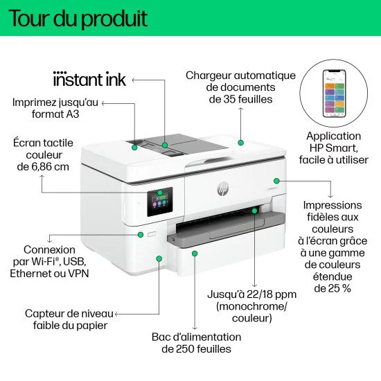 HP OfficeJet Pro Imprimante tout-en-un grand format HP 9720e, Couleur, Imprimante pour Petit bureau, Impression, copie, numérisation, HP+; Éligibilité HP Instant Ink; Sans fil; Impression recto-verso; Chargeur automatique de documents; Imprimer depuis un HP OfficeJet Pro Imprimante tout-en-un grand format HP 9720e, Couleur, Imprimante pour Petit bureau, Impression, copie, numérisation, HP+; Éligibilité HP Instant Ink; Sans fil; Impression recto-verso; Chargeur automatique de documents; Imprimer depuis un