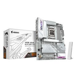 GIGABYTE X870E AORUS ELITE WIFI7 ICE Carte mère - Prend en charge les processeurs AMD Ryzen 9000, VRM numérique 16+2+2 phases, jusqu'à 8200 MHz DDR5 (O.C.), 3x PCIe 5.0 + 1x PCIe 4.0, Wi-Fi 7, LAN 2.5 GbE, USB 4 GIGABYTE X870E AORUS ELITE WIFI7 ICE Carte mère - Prend en charge les processeurs AMD Ryzen 9000, VRM numérique 16+2+2 phases, jusqu'à 8200 MHz DDR5 (O.C.), 3x PCIe 5.0 + 1x PCIe 4.0, Wi-Fi 7, LAN 2.5 GbE, USB 4