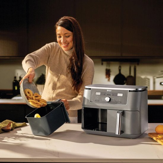 Ninja DZ400EU friteuse Double 9,5 L Autonome 2470 W Friteuse d'air chaud Gris Ninja DZ400EU friteuse Double 9,5 L Autonome 2470 W Friteuse d'air chaud Gris