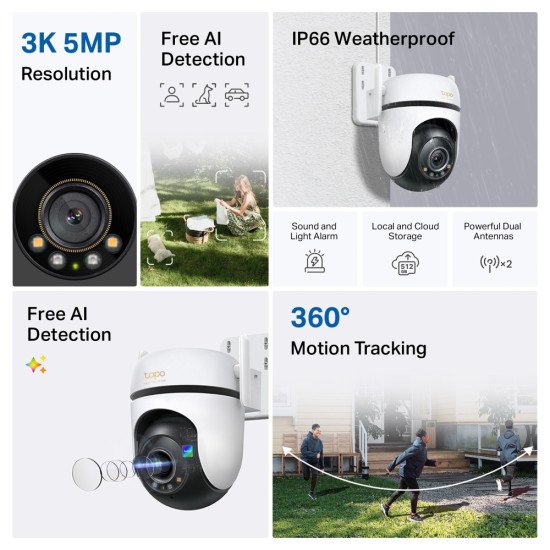 TP-Link TAPO C530WS caméra de sécurité Tourelle Caméra de sécurité IP Extérieure 2880 x 1620 pixels Mur TP-Link TAPO C530WS caméra de sécurité Tourelle Caméra de sécurité IP Extérieure 2880 x 1620 pixels Mur